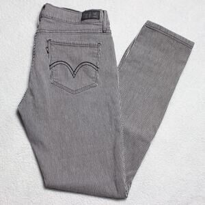 Levi’s 524 Skinny Jeans W31 L32 Women Black White Pinstripe Stretch Denim